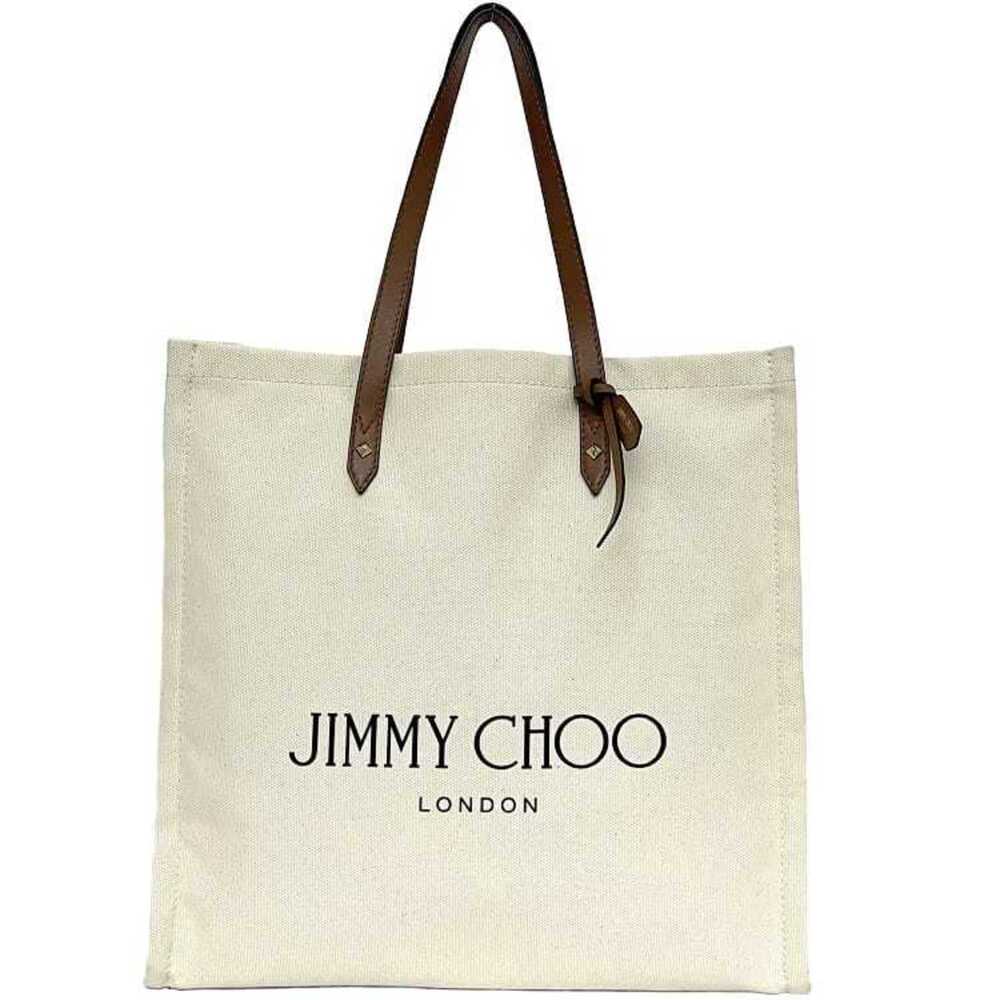 Jimmy Choo Tote Bag Natural White Brown ec-19954 Canvas Leather JIMMY CHOO A4... - Picture 1 of 10